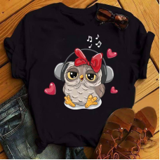 Футболка жіноча турецький трикотаж 3D-накат Білий, Сова4