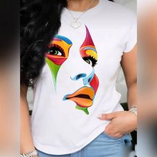 Футболка жіноча турецький трикотаж 3D накат Білий, Дівчина