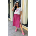 Костюм жіночий футболка зі спідницею  Малиновий, 54/56