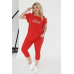 Жіночий літній костюм із бриджами Червоний, 54/56