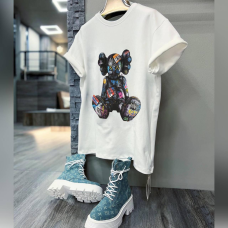 Футболка жіноча турецький трикотаж 3D-накат Білий, Кавс