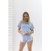 Піжама футболка + шорти з плюшевого велюру блакитний, S