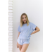 Піжама футболка + шорти з плюшевого велюру блакитний, M
