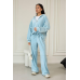 Велюровий спортивний костюм жіночий Блакитний, 48/52