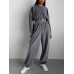 Велюровий костюм жіночий із широкими штанами Сірий,42/46
