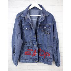 Джинсова куртка жіноча оверсайз з написом, р.42-48