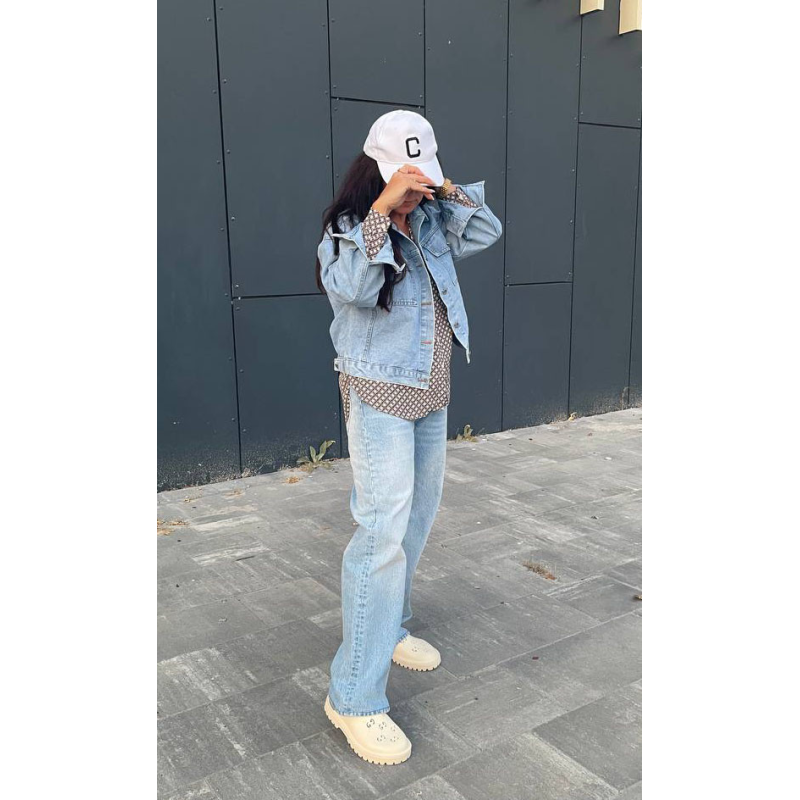 Джинсова куртка жіноча оверсайз міккі, р.42-48