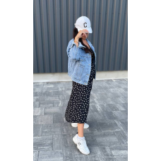 Джинсова куртка жіноча оверсайз з вишивкою, р.42-46