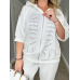 Прогулянковий жіночий костюм трикотаж з капюшоном, Білий, 54/56