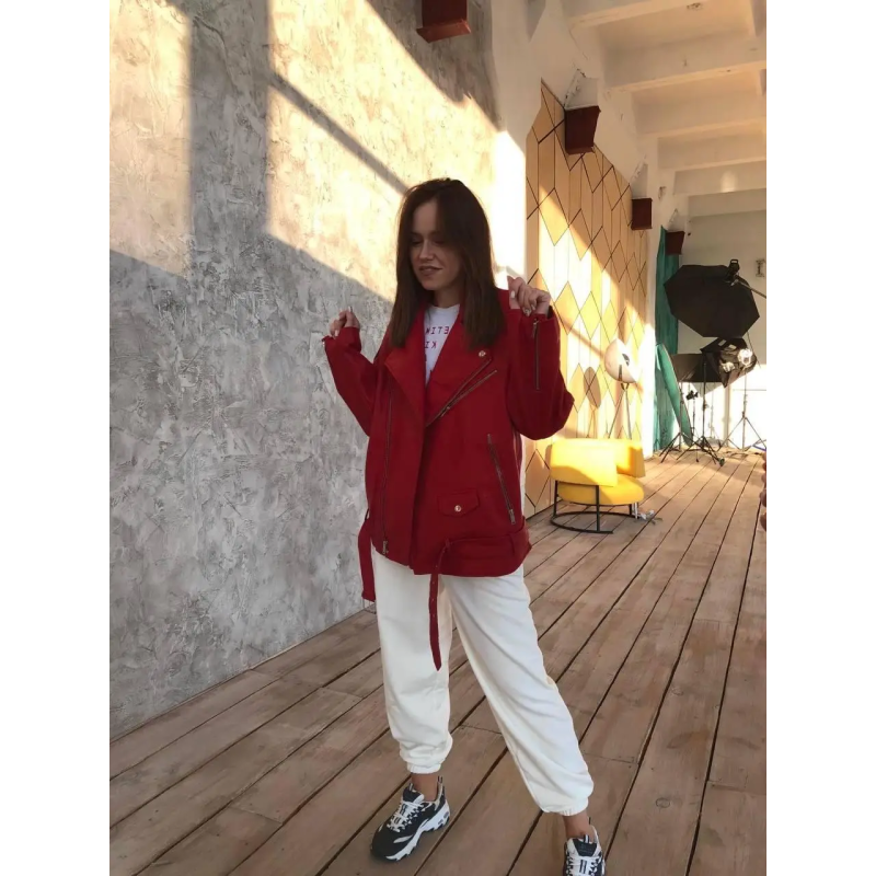 Жіноча куртка оверсайз, р. Червоний, XL