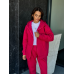 Жіночий спортивний костюм на флісі з кофтою на змійці, Малиновий, 42/44 Жіночий спортивний костюм на флісі з кофтою на змійці, Малиновий, 42/44