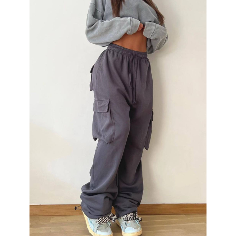 Штани карго жіночі трикотажні, сірий 42-46