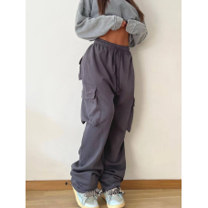 Карго штани жіночі трикотажні Сірий, 48/52