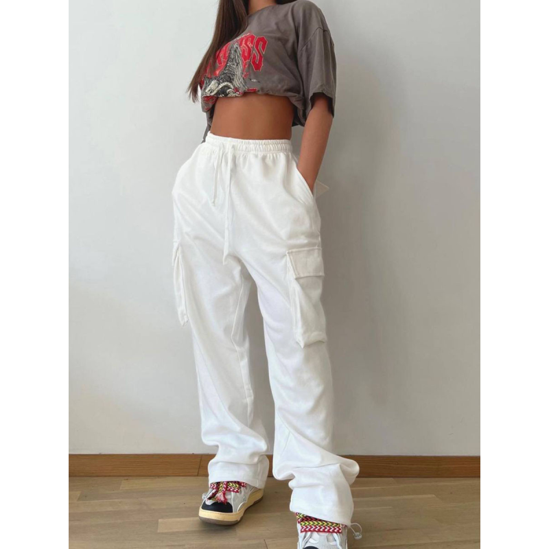 Штани карго жіночі трикотажні Молочний, 42/46