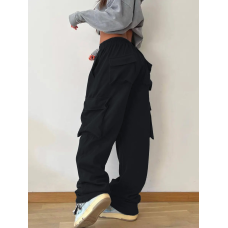 Жіночі штани карго з кишенями Чорний, 48/52