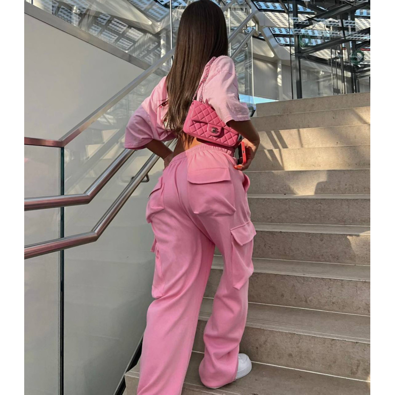 Штани карго жіночі трикотажні Рожевий, 48/52