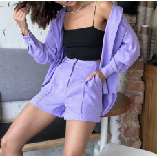 Костюм жіночий літній, льон Лавандовий, M-L