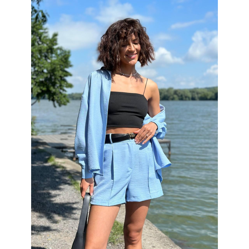 Костюм жіночий літній, льон Блакитний, XS-S