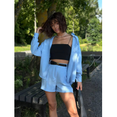 Костюм жіночий літній, льон Блакитний, XL-2XL