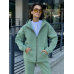 Теплий спортивний костюм жіночий на блискавці, Олива, 46/48