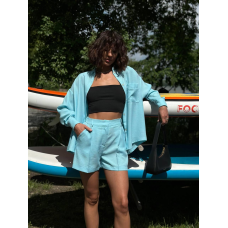 Костюм жіночий літній, льон Бірюзовий, M-L