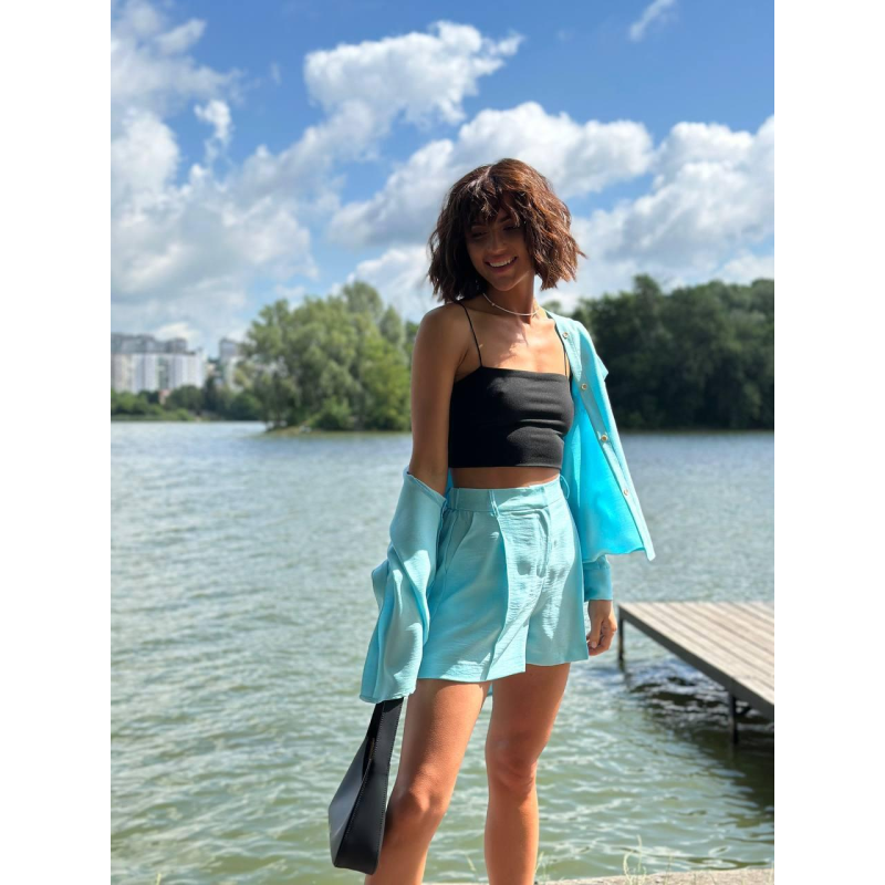 Костюм жіночий літній, льон Бірюзовий, XL-2XL Костюм жіночий літній, льон Бірюзовий, XL-2XL