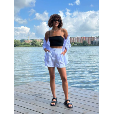 Костюм жіночий літній, льон Білий, M-L