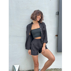 Костюм жіночий літній, льон Чорний, XS-S