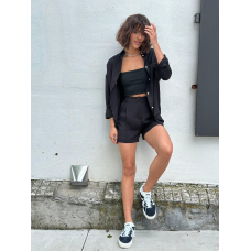 Костюм жіночий літній, льон Чорний, XL-2XL