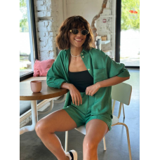 Костюм жіночий літній, льон Зелений, XS-S
