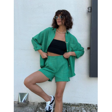 Костюм жіночий літній, льон Зелений, XL-2XL
