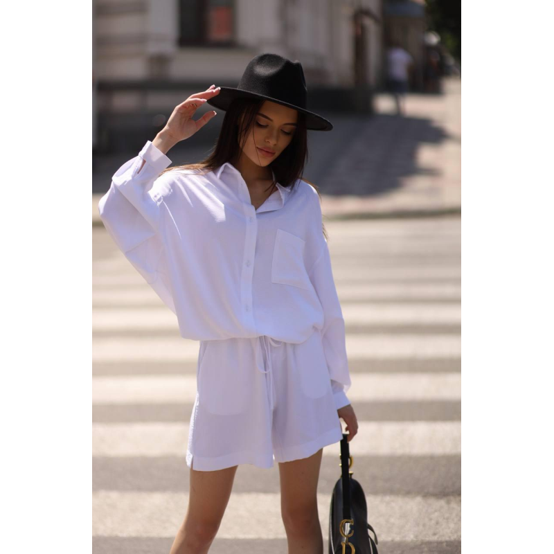 Костюм-трійка жіночий літній, креп-жатка Білий, L Костюм-трійка жіночий літній, креп-жатка Білий, L