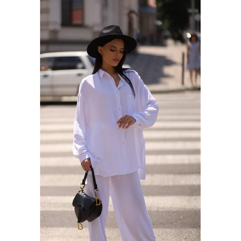 Костюм-трійка жіночий літній, креп-жатка Білий, XL