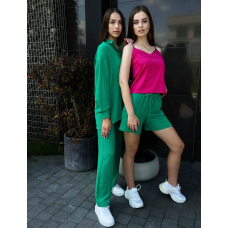 Костюм-трійка жіночий літній, креп-жатка Зелений, XL