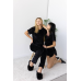 Велюрова піжама 3 в 1 (футболка + шорти + штани) Чорний, S