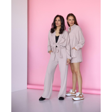 Костюм-трійка жіночий літній, креп-жатка Пудра, XL