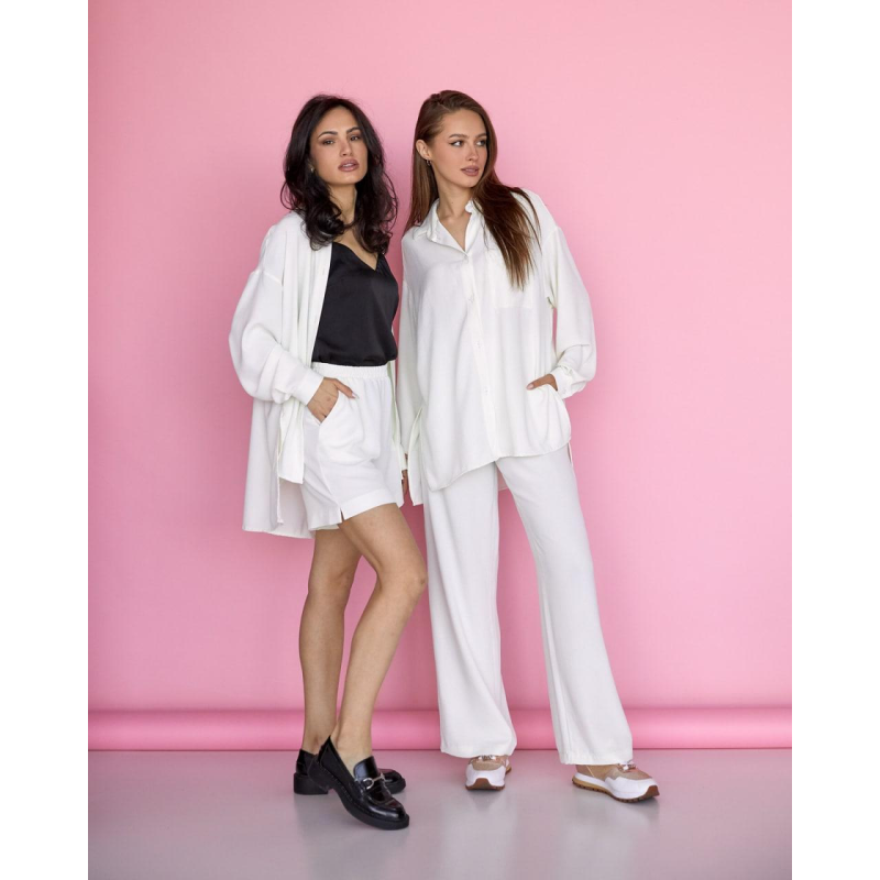 Костюм-трійка жіночий літній, креп-жатка Молочний, XL