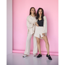 Костюм-трійка жіночий літній, креп-жатка Бежевий, XS