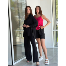 Костюм-трійка жіночий літній, креп-жатка Чорний, L