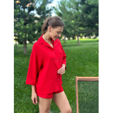 Жіночій костюм з шортами, Червоний, M