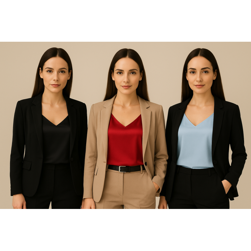 Базова майка жіноча атласна Чорний+Червоний+Блакитний 3XL/4XL