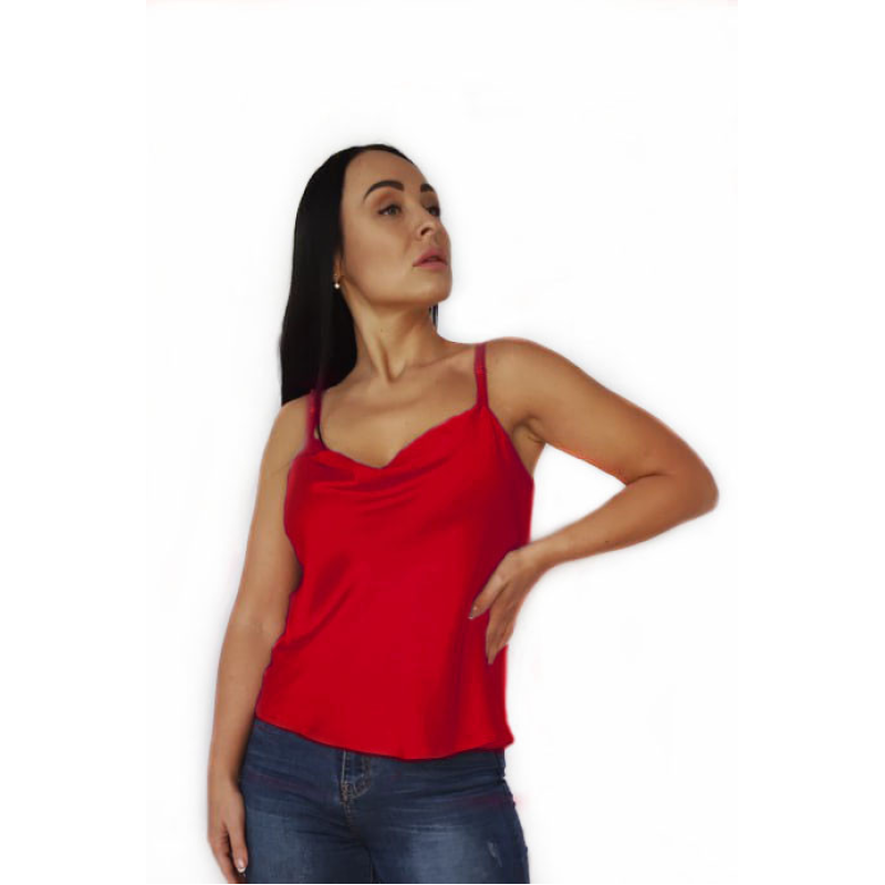 Базова шовкова майка жіноча хомут, L, Червоний