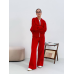 Теплий костюм на флісі жіночий з широкими штанами Червоний, 48/52 Теплий костюм на флісі жіночий з широкими штанами Червоний, 48/52