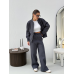 Жіночий теплий костюм-двійка з широкими штанами Графіт 42/46