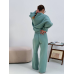 Жіночий теплий костюм-двійка з широкими штанами Оливка 42/46