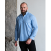 Сорочка льон довгий рукав блакитний XL