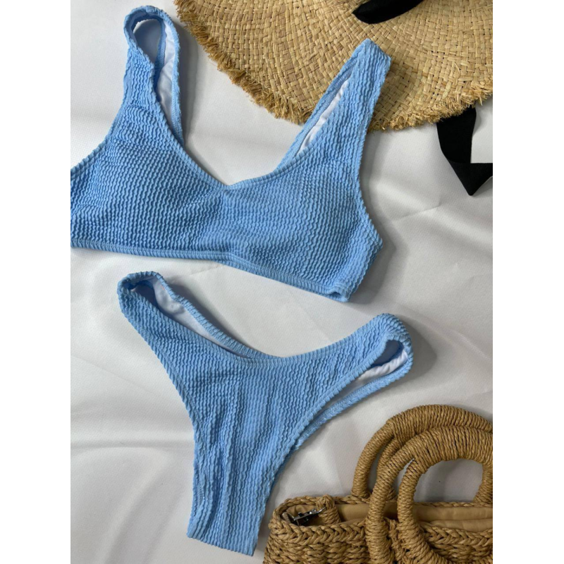 Купальник жіночий роздільний жатка Блакитний, XL Купальник жіночий роздільний жатка Блакитний, XL