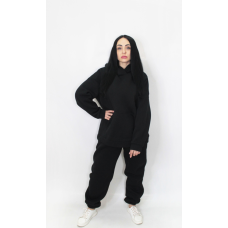 Жіночий спортивний теплий костюм тринитка на флісі, XL-2XL, Чорний