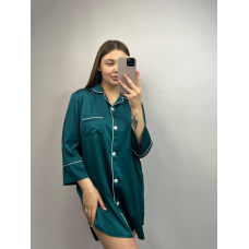 Жіноча нічна сорочка подовжена шовкова. Бірюзовий, XL