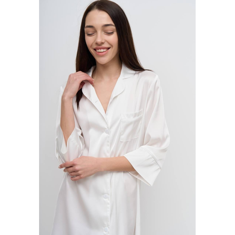 Жіноча нічна сорочка подовжена шовкова. Айворі, S